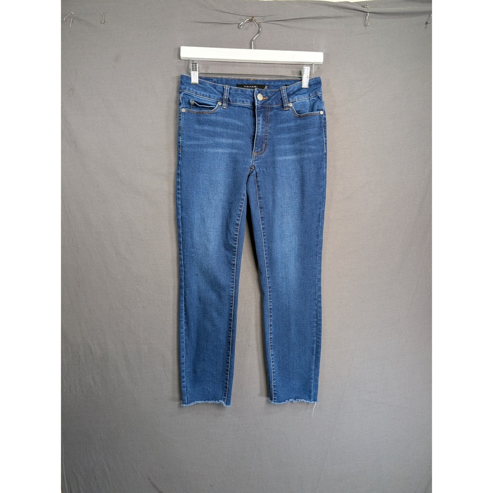 Tahari Womens Blue Raw Hem Skinny Denim Jeans Size 2/26